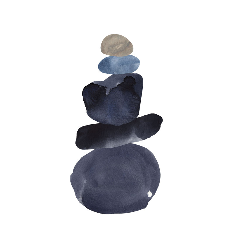 Camp Cairn I -  Painting, 46 cm H x 30 cm W, Black Floater Framed