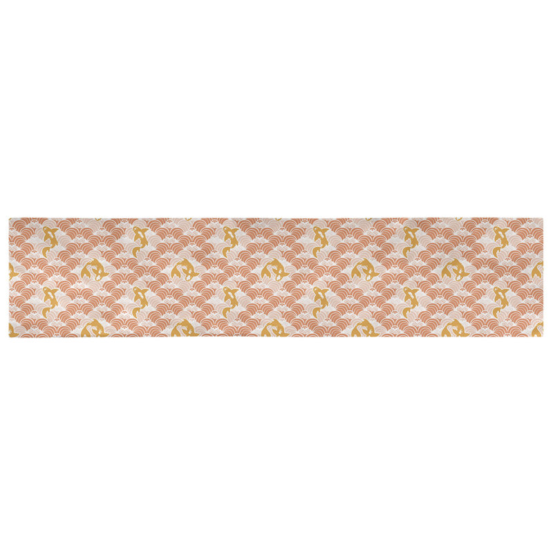 Chemin de table géométrique avicia, 91,5 po x 17,5 po, Orange, Coton