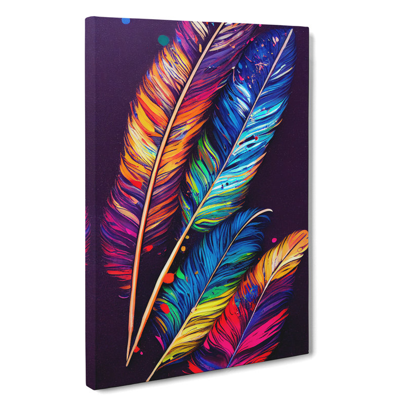Painted Feathers No.5 - Wrapped Canvas, 50cm H x 35cm W x 3cm D