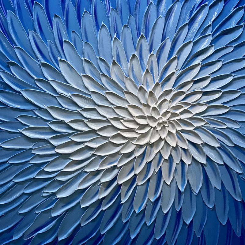 Peintures à l'huile abstraites texturées - gris, Bleu
