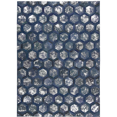 City Chic Leather Geometric Area Rug