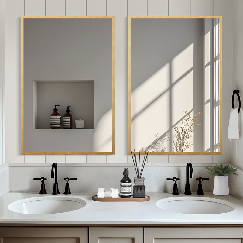 Miroir de salle de bain mural Kayelle, Doré, 36 po x 24 po