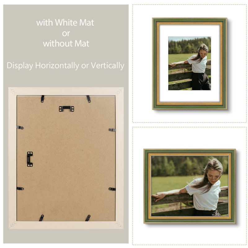Matte Picture Frame, 8" W x 10" H, Green Gold
