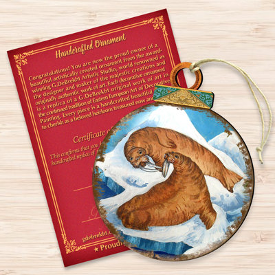 Tidaholm 5.5'' Wood Animals Ball Ornament