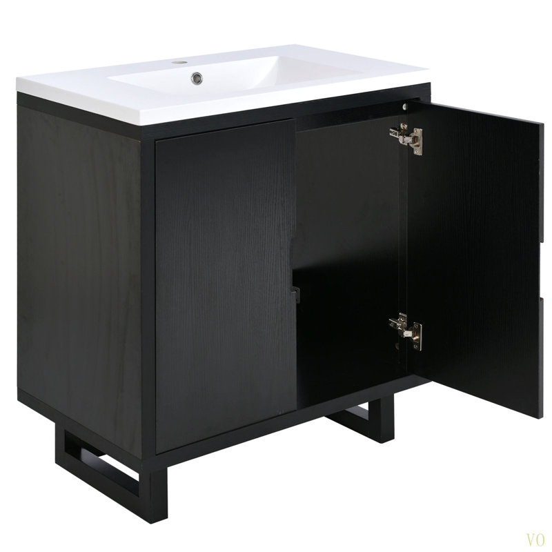 Ensemble de meuble-lavabo 30 po avec lavabo, armoire combinée, armoire de rangement pour salle de bain, structure en bois massif