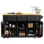 Îlot de cuisine noir avec abattant et tablettes, comptoir de 53 pouces, 3 prises de courant alternatif, pour rangement à porte roulante, dortoir à hauteur réglable-510644639