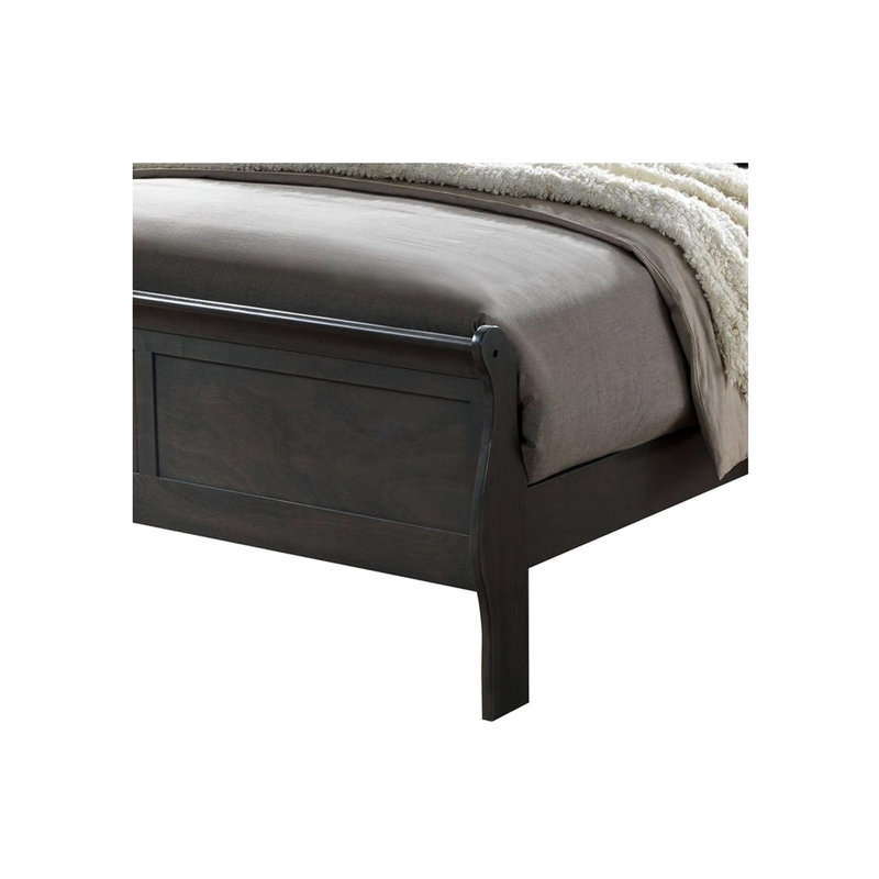 Lit en bois massif gris, lit double, produit essentiel pour la chambre à coucher, lit double, Gris, Lit double