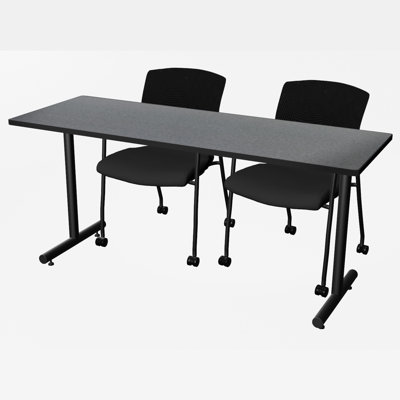 Table de formation à base en T 84 x 24 po Inbox Zero Kobe - 2 chaises Knight