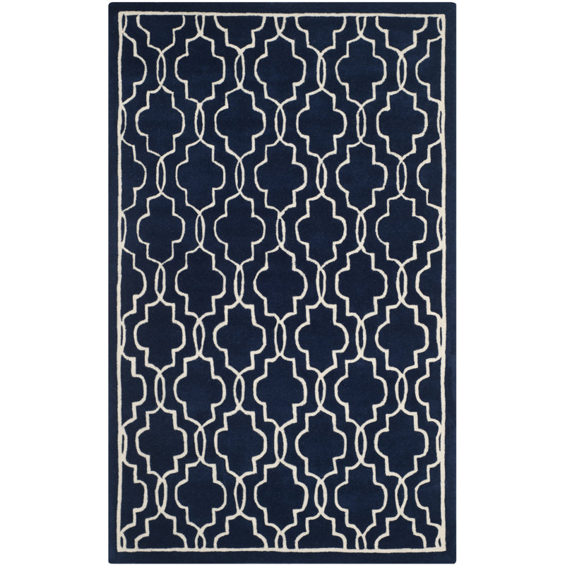 Evansville Geometric Wool Hand Woven Area Rug, Rectangle 152 x 244 cm
