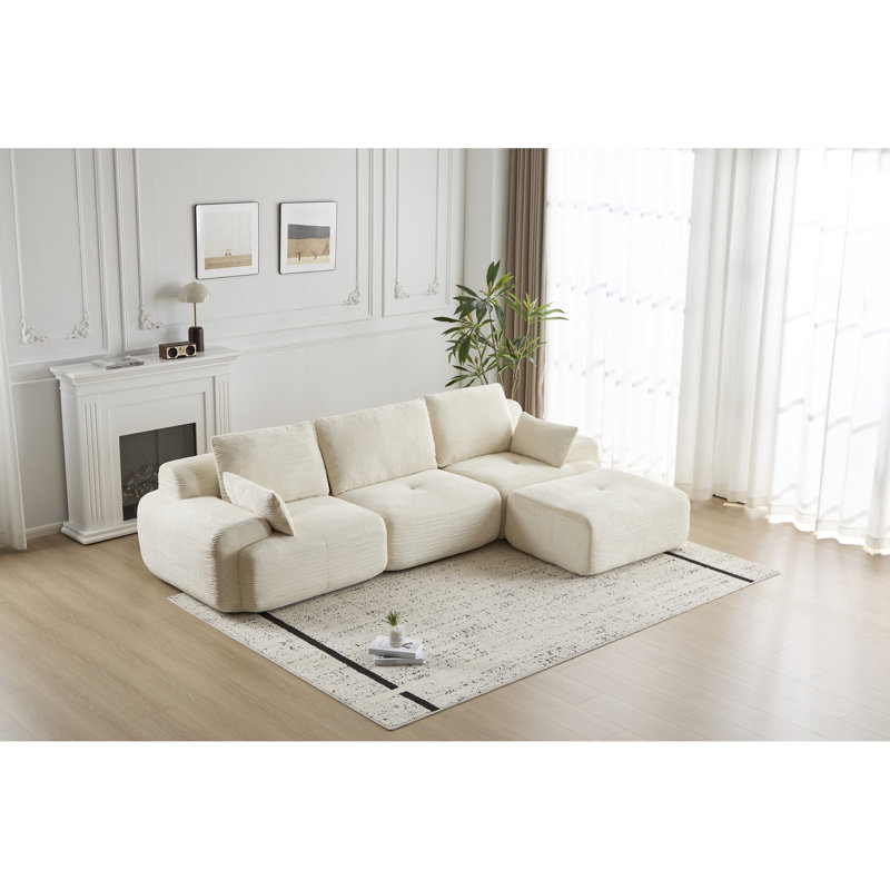 3 places, animal modulaire en velours côtelé compressé en mousse à mémoire de forme, sans assemblage, mousse beige à haute densité pour petites pièces, personnalisable, espaces variés