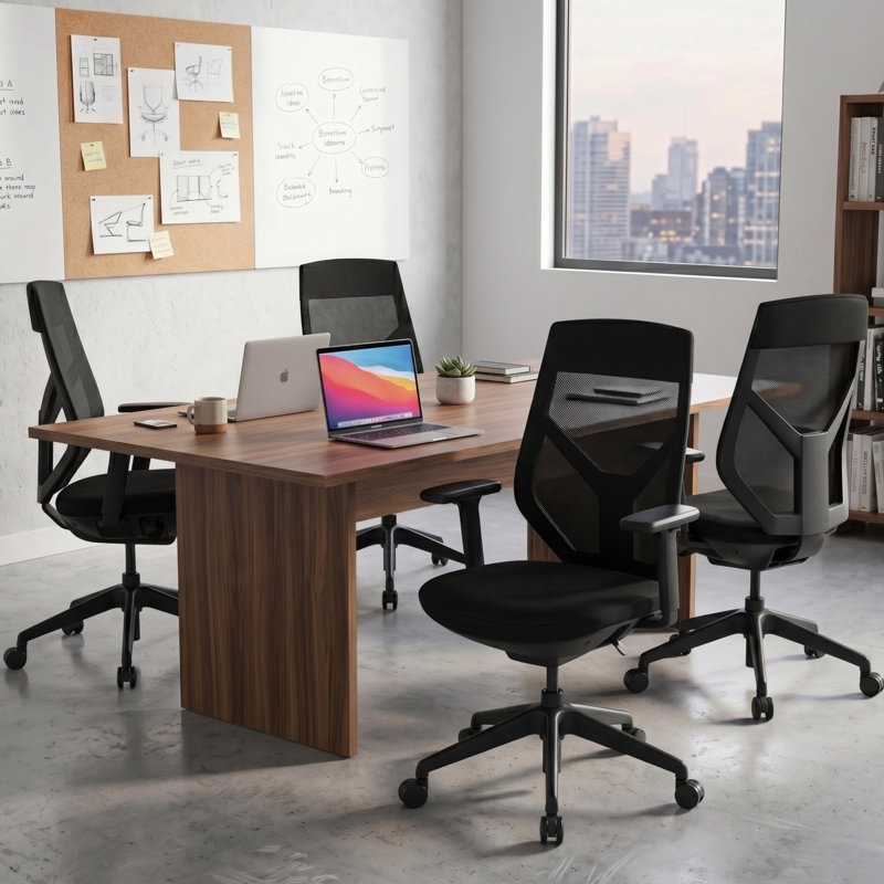 Chaise de bureau ergonomique avec accoudoirs 3D, chaise d'ordinateur en filet respirant avec dossier réglable, chaise de bureau avec coussin épais pour le bureau personnel et l'utilisation commerciale
