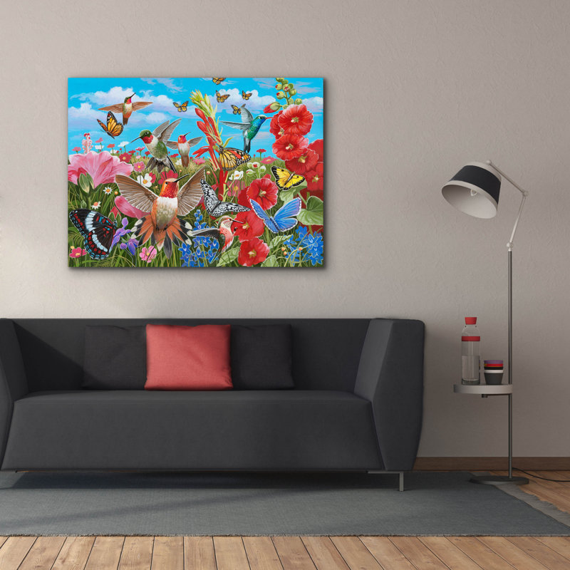 «Jardin de colibris» par William Vanderdasson, H 40 po x l 54 po x P 1,5 po