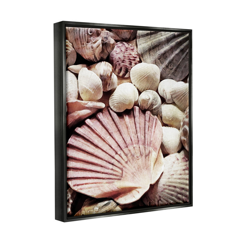 "Stacked Coastal Seashells", art mural sur toile par Ashley Aldridge, H 21 po x l 17 po x P 1,7 po