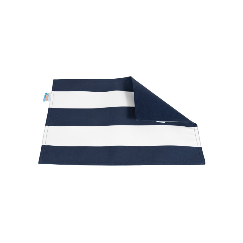 Navy and White Striped Reversible Outdoor Fabric Placemats, Set of 6