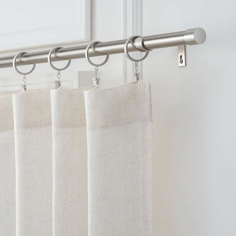 Nickel Adjustable Curtain Rod Set with Modern Endcap Finials
