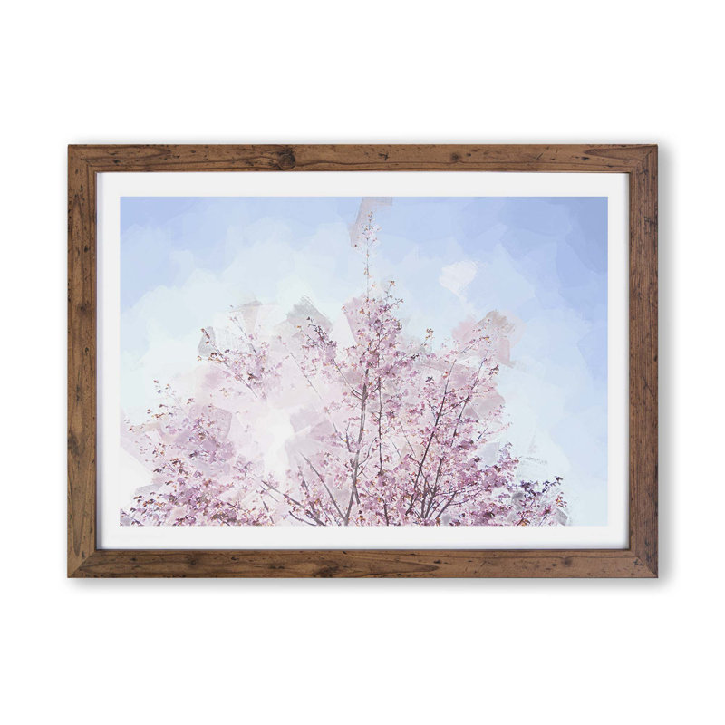 Pink Japanese Cherry Tree in Spring - Framed Print, Walnut, 33cm H x 45cm W x 2cm D