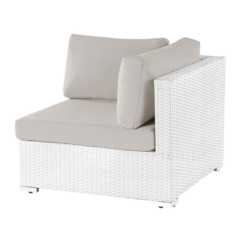 Lounge Set Amirya PE Rattan Natural Right Hand 4 Seater, Gray, White