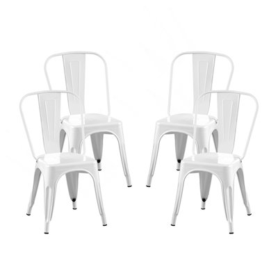 Ensemble de 4 chaises de salle à manger industrielles en métal de 18 pouces de hauteur, empilables à l'intérieur, à l'extérieur, légères, faciles à nettoyer, faciles à assembler, au design moderne et durable