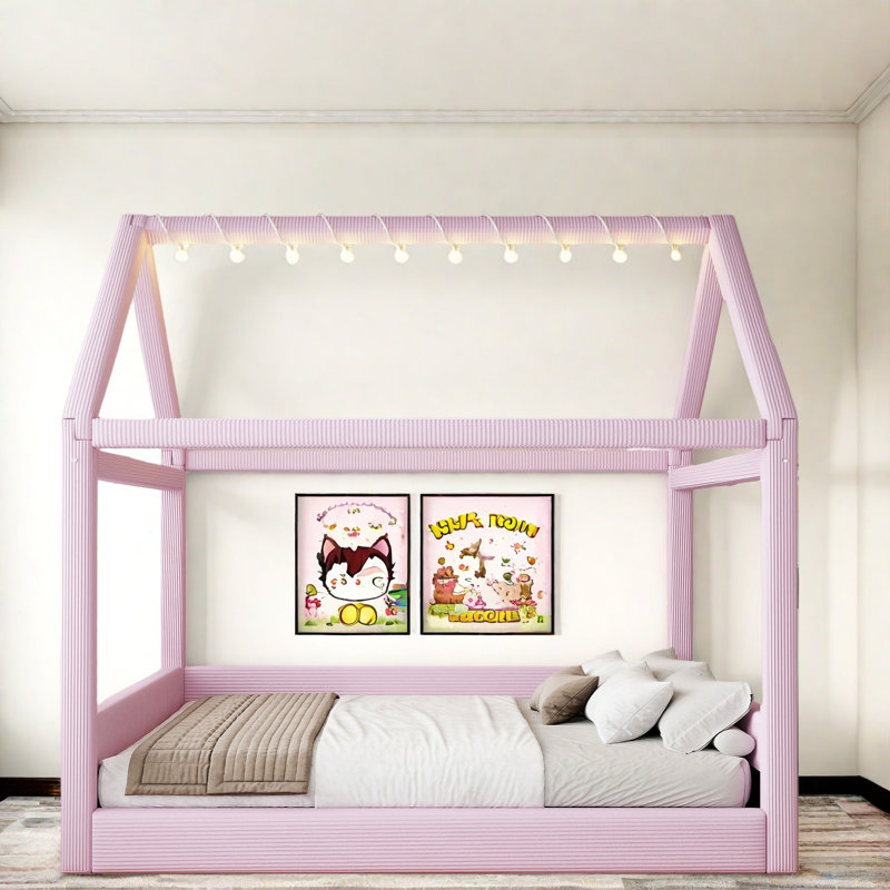 Upholstered Daybed With Led Light Strips, Pink