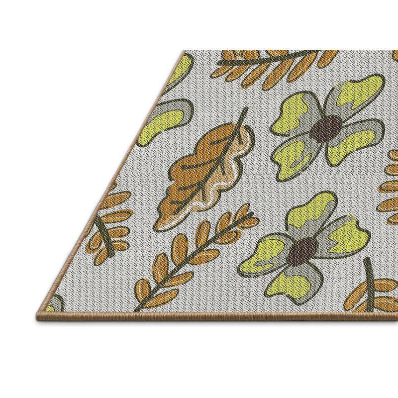 Tapis gris/jaune/brun à motifs, Rectangle 5 pi x 7 pi