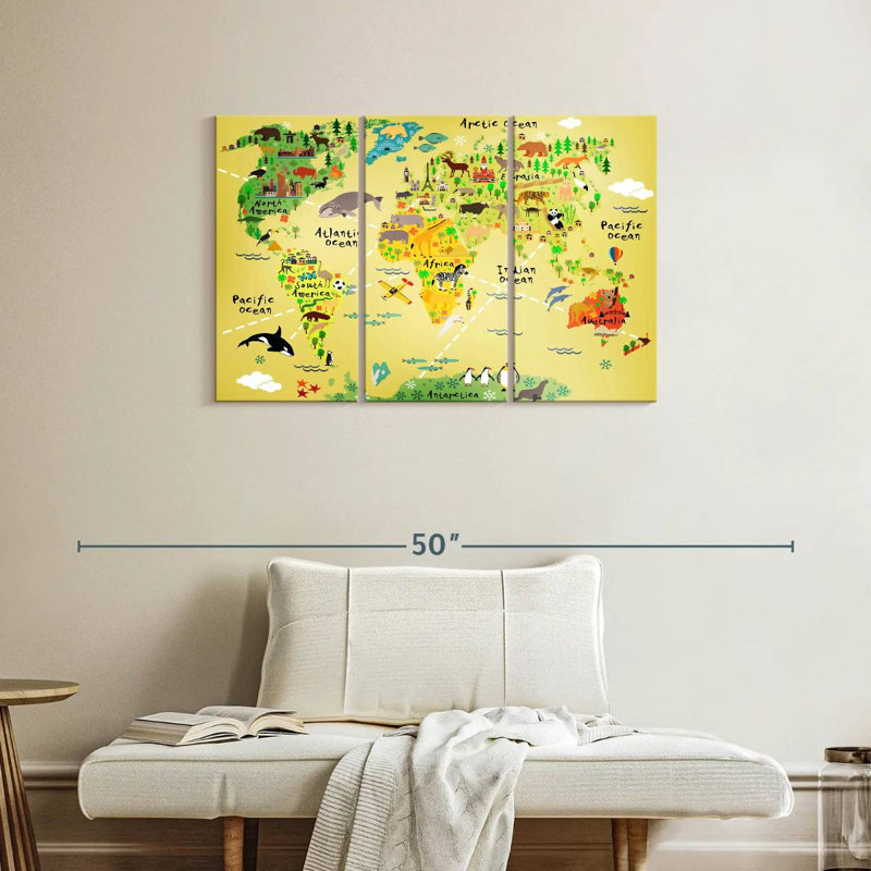 Carte du monde des animaux Keiri, H 24 po x l 38 po