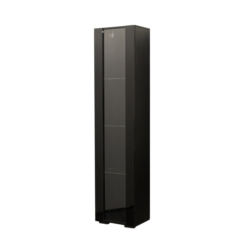 Black Side Cabinet with LED Aluminum Strip Light, Modern Storage Cabinet with Large Space for Living Room, Bedroom, or Office