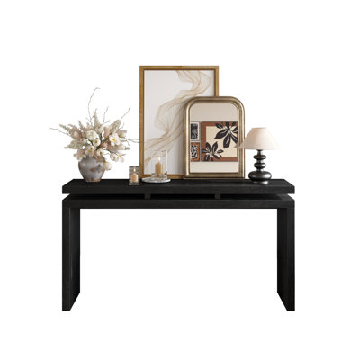60'', Black Retro Entryway Console Table, Double Board Suspension, Solid Wood Legs, , Stability And Style Style, 60 Inches, Design, & Character To Room