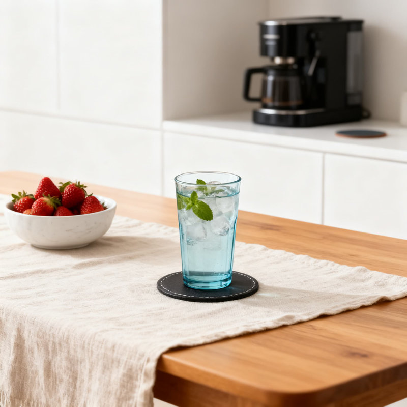 Ensemble de sous-verres en cuir faits à la main pour boissons, 6 sous-verres absorbants avec support pour la protection des meubles