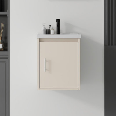 Ensemble de meuble-lavabo mural 16 po avec lavabo et portes à fermeture en douceur pour petites salles de bain