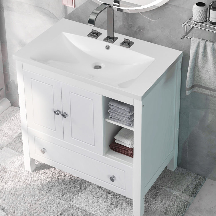 Ronning 30 Bathroom Vanity with Single Sink-Combination Under Counter Sink and Storage Cabinet Vanity Winston Porter Base Finish: White