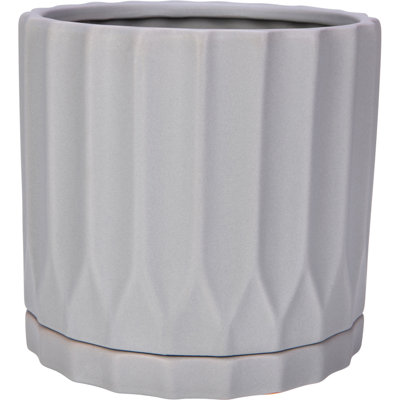 6.5 in. Chancel Planer w/ Saucer - Matte Light Grey