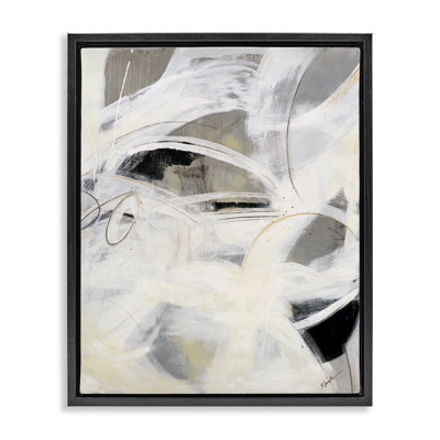 Art mural blanc avec toile abstraite encadrée par Ruth Fromstein
