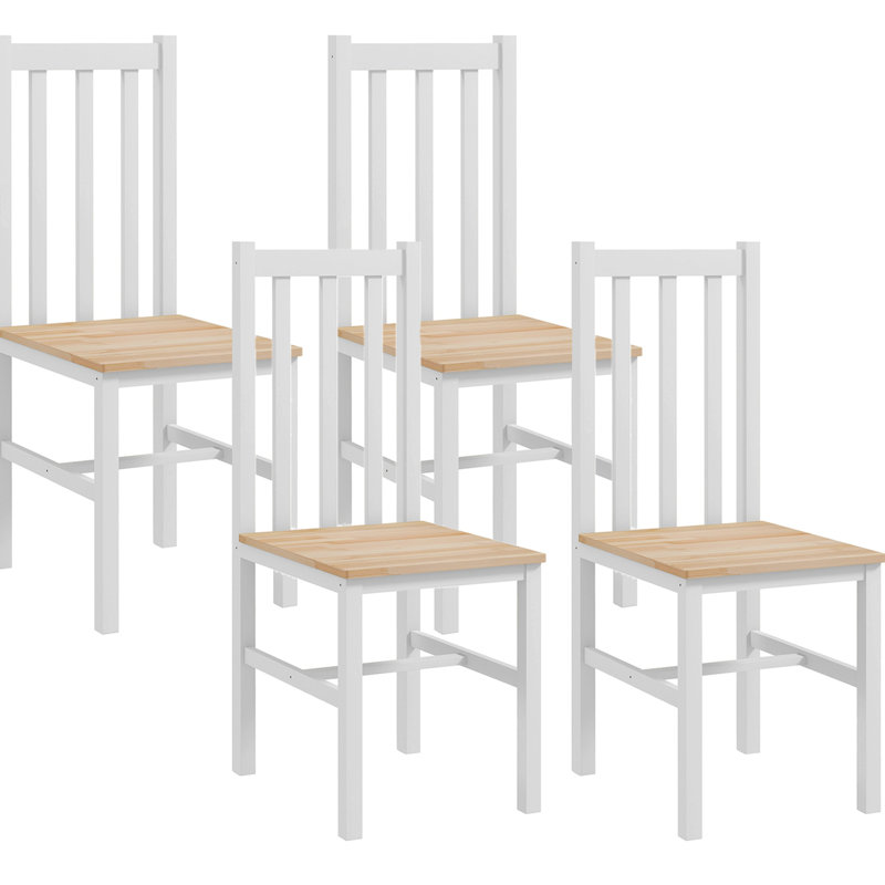 17.7'' H Pine Solid Wood Side Chair, White, 4