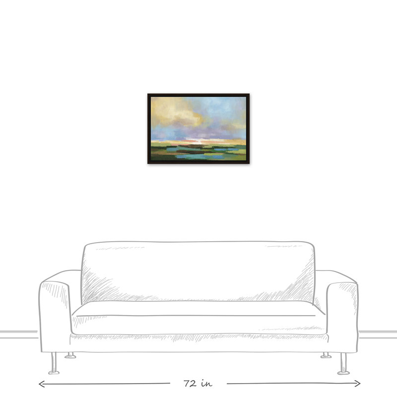 Champs colorés - peinture, H 17,75 po x l 25,75 po x P 1,75 po, Toile brune avec cadre flottant