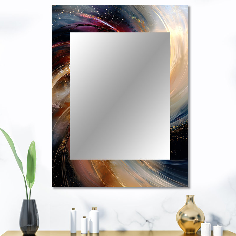Abstract Spirals In Gold And Purple Tones II - Abstract Spirals Unique Wall Mirror, Modern Mirror, Printed Metal Art