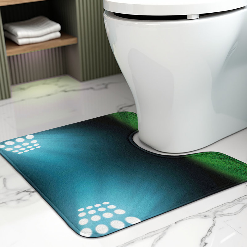  Digital Toilet Mat U-Shape Bathroom Rug 20" x 16" Forest Green Teal