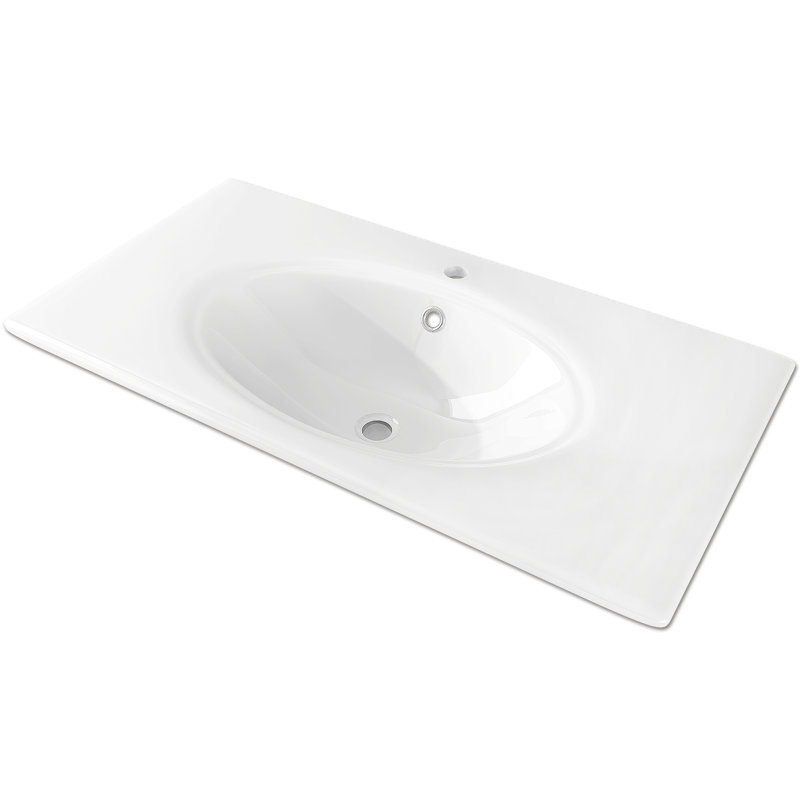 Lavabo de salle de bain ovale encastré en céramique avec trop-plein Hawgood