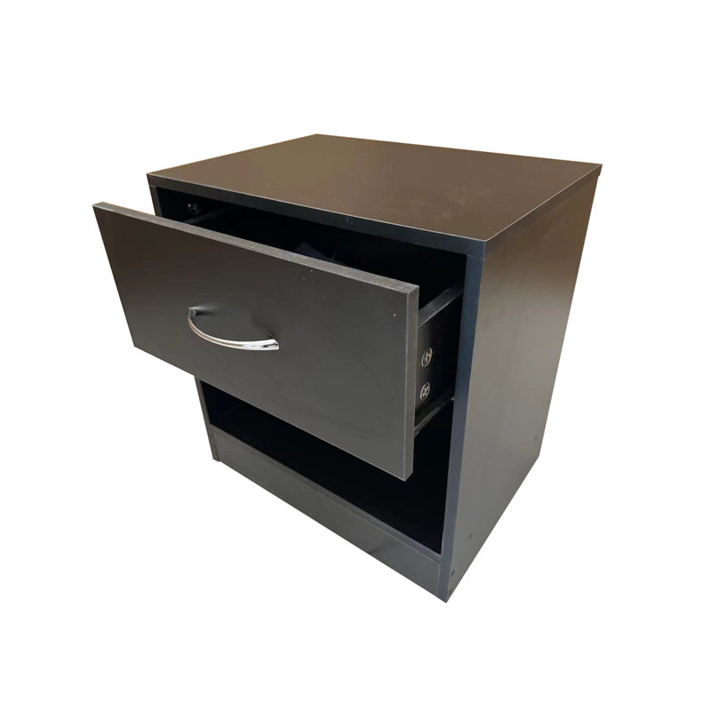 Saidul 29.5cm W Manufactured Wood Bedside Table, Black 