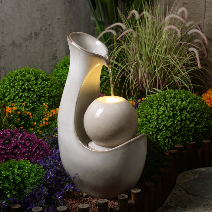 Wrought Studio Marta Ceramic Fountain with Light & Reviews | Wayfair