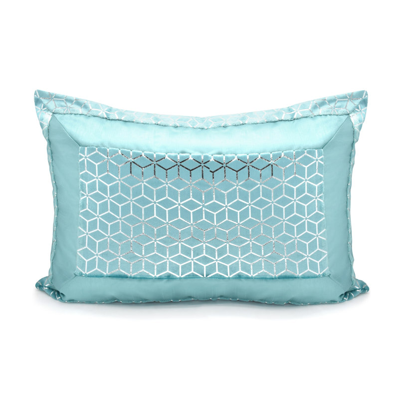 Rangely Luxury Metallic Geometric Foil Pattern Pillowsham, Duck Egg