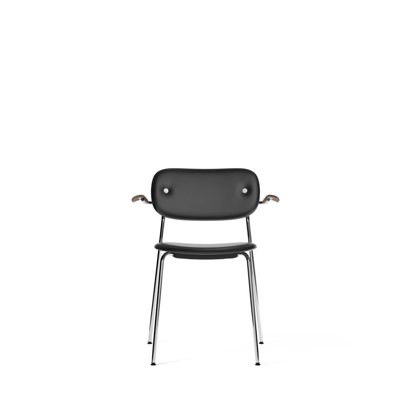 Co Upholstered Arm Chair, Dark Stained Oak, Bouclé 02 Acrylic, Chrome