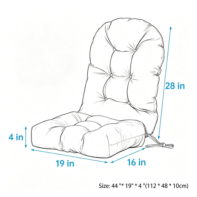 Coussin pour chaise Adirondack d'extérieur avec dessous antidérapant et sangles de fixation, Beige