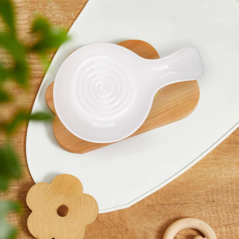 Repose-cuillère en céramique pour comptoir de cuisine, Blanc