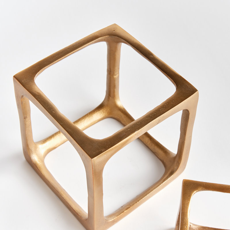 Set of 2 Cubist Sculptures, Gold