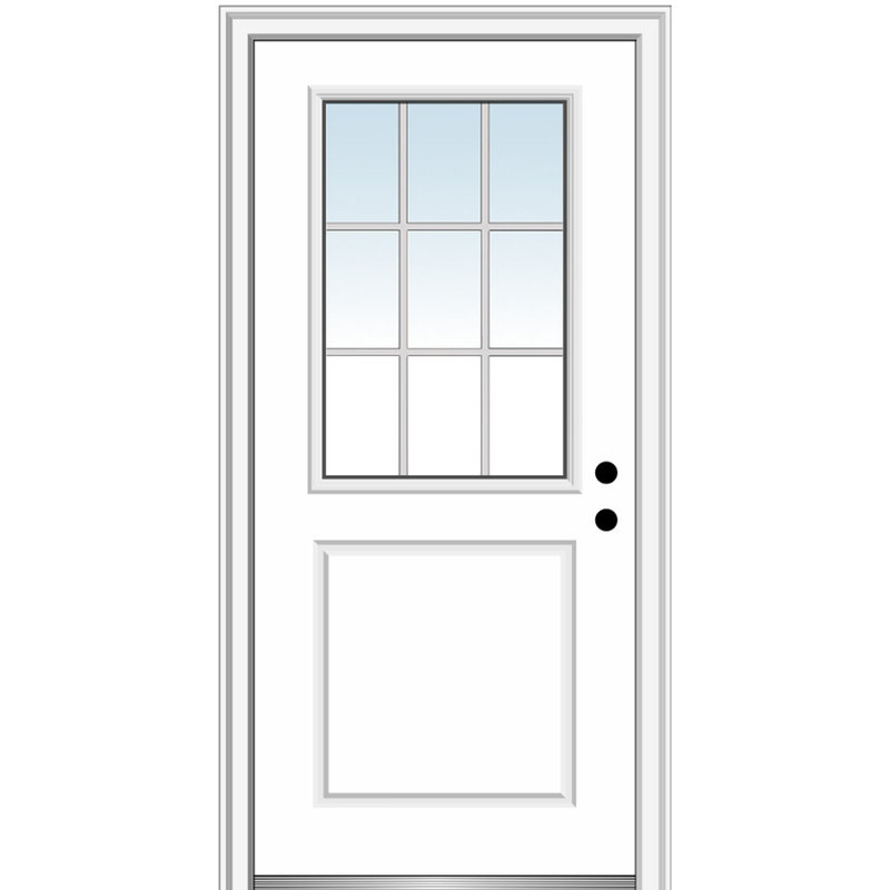 Portes d'entrée intérieures pré-montées en fibre de verre apprêtée avec grilles internes, S'ouvre à gauche vers l'intérieur