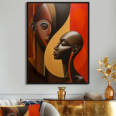 Retro Minimal Double Ebony Profile I - Modern Woman Wall Art Living Room