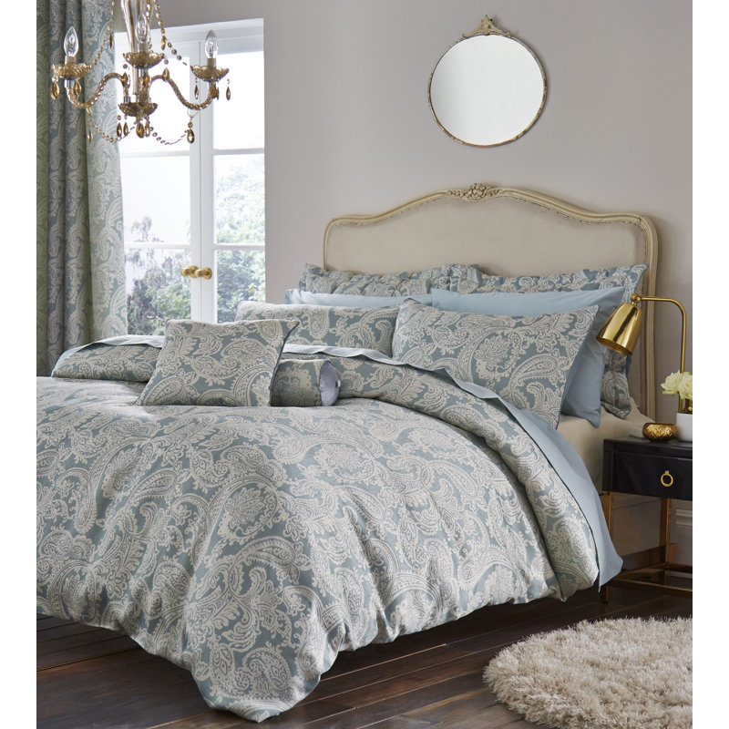 Opulent Jacquard Cushion Cover, Duck Egg