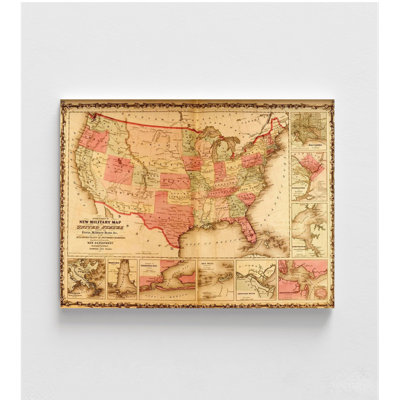 Military Map Of The United States 1862, Veteran Gift Idea, Military History Poster Print, Military Office Decor, Rustic Antique US History