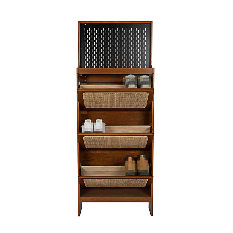 Armoire à chaussures en rotin pour entrée