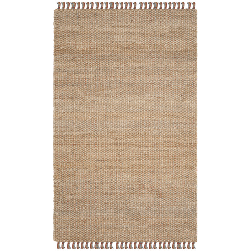 Tapis de couleur unie en jute naturel tissé à la main Debroh, Rectangle de 5 pi x 8 pi